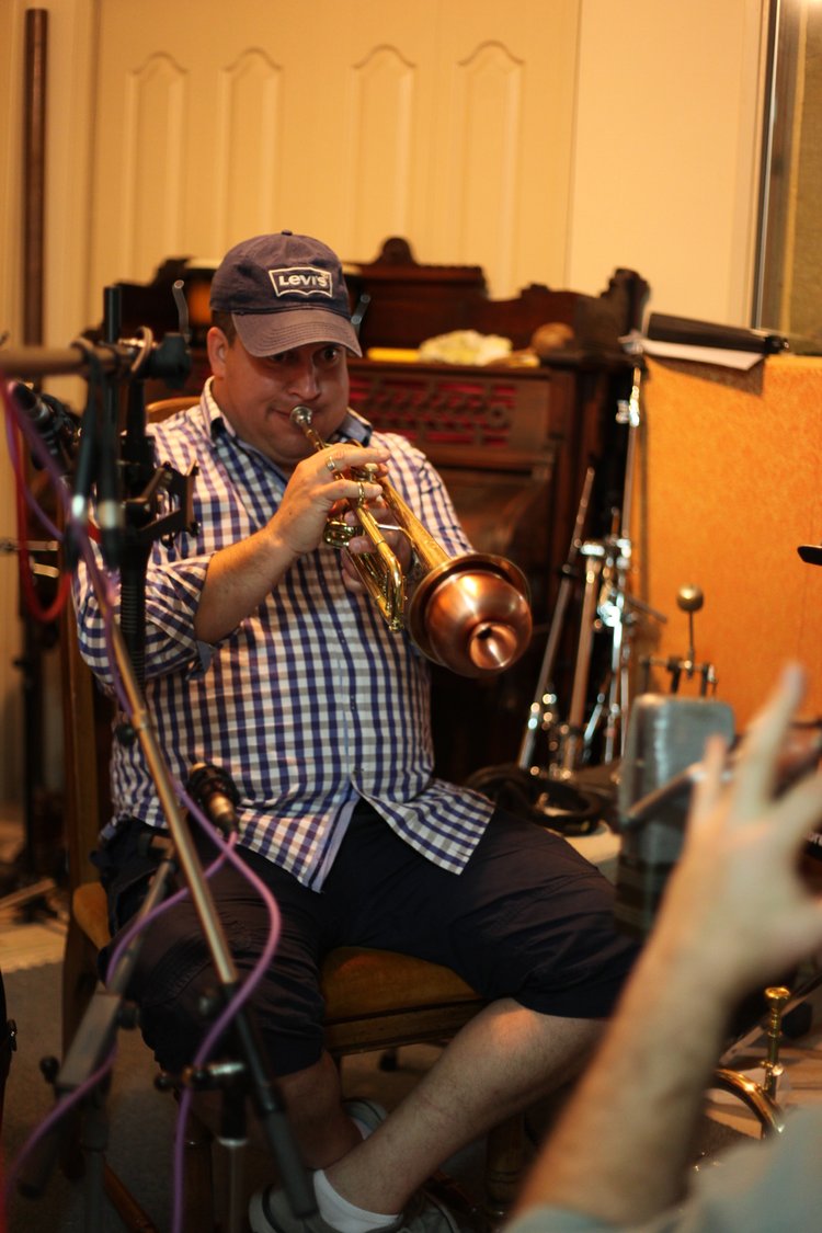 Miguel Valdes on trumpet — recording session
